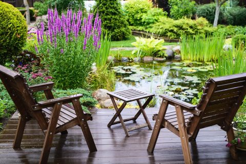 terrasse au bord du bassin